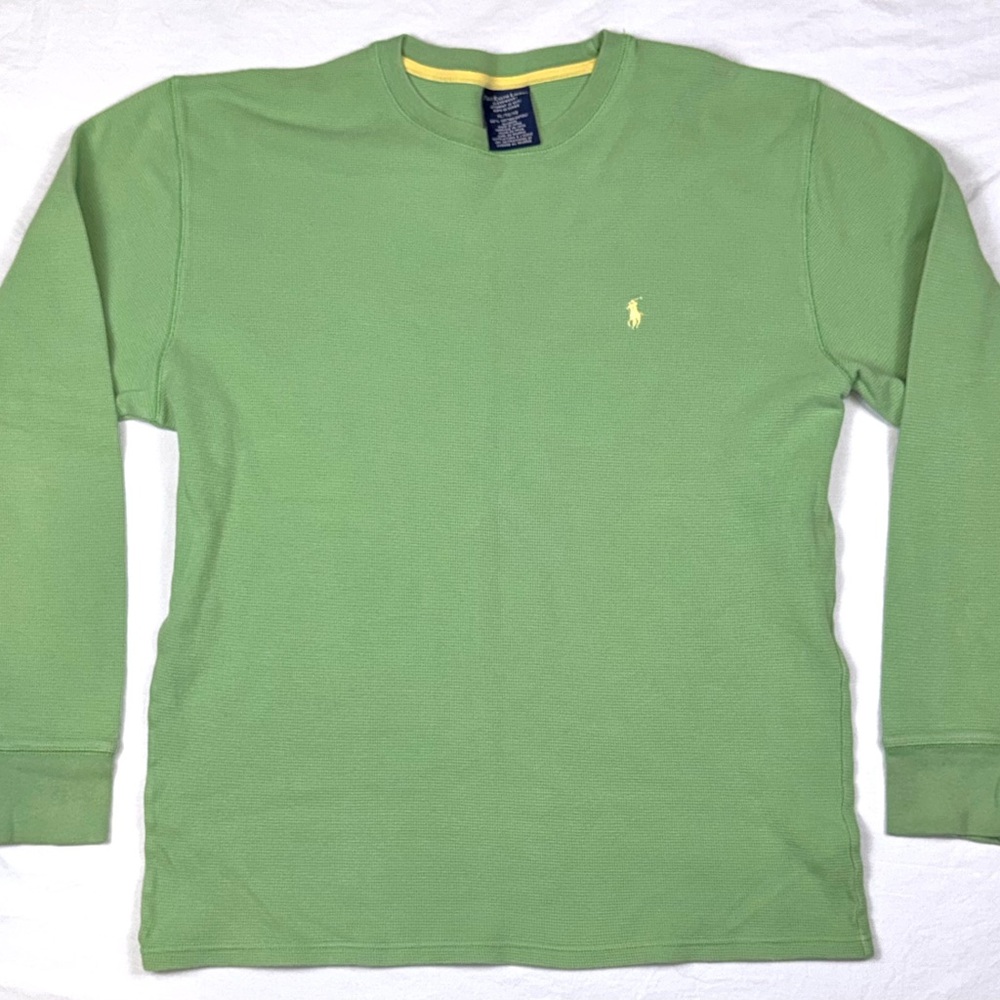 Polo Ralph Lauren Men's Light Green Thermal Waffle Sleepwear Long Sleeve Shirt